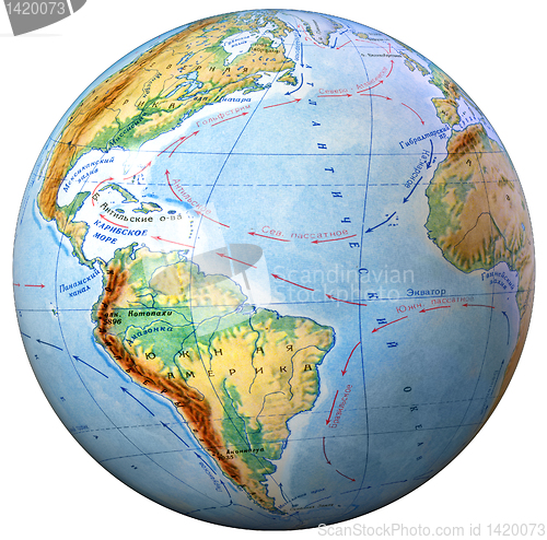 Image of School Globe phisical map  isolated