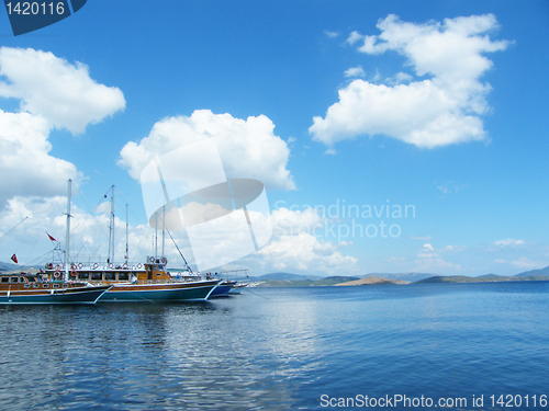 Image of  sea  landscape with yacht