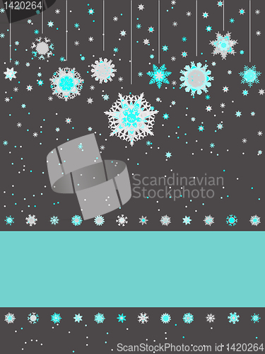 Image of Christmas greeting card with snowflakes. EPS 8