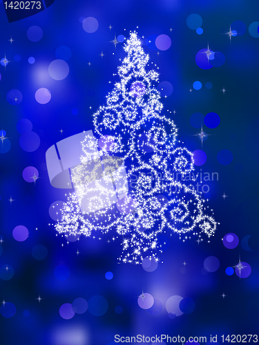 Image of Christmas tree illustration on golden. EPS 8