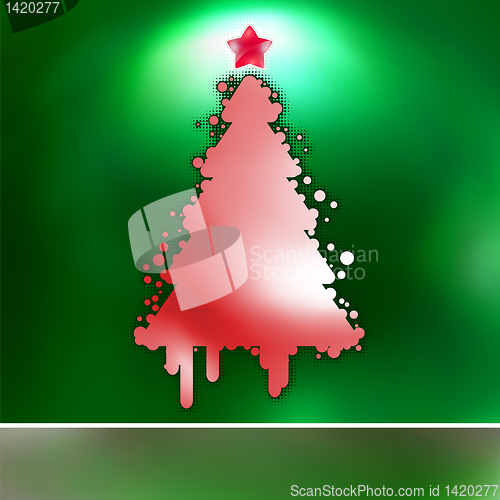 Image of Christmas Tree on green card. EPS 8
