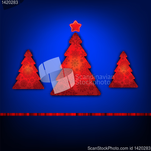 Image of Christmas trees card template. EPS 8