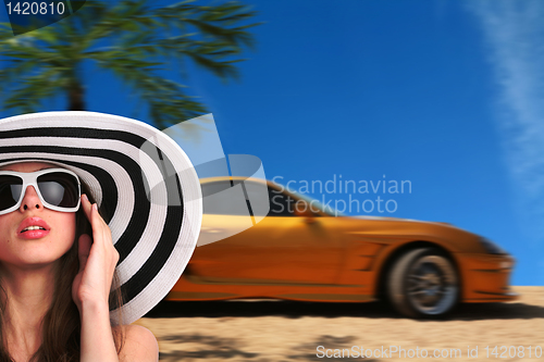 Image of woman and car