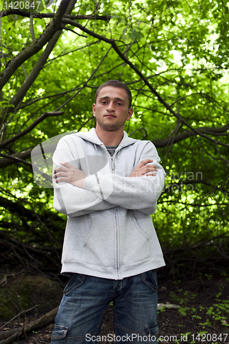 Image of portrait of a man in a forest