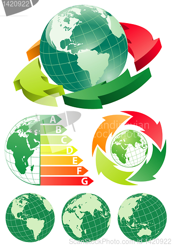 Image of Earth with energy efficiency arrow