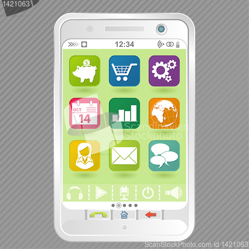 Image of White Smartphone with Icons