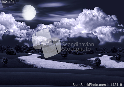 Image of Blue night with moon