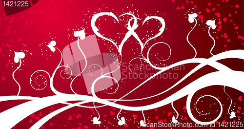 Image of Valentines background with hearts, vector