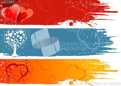 Image of Valentines Day background with tree and hearts