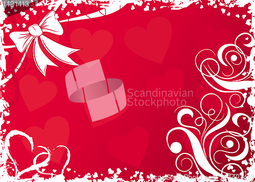 Image of Valentines background with hearts, vector
