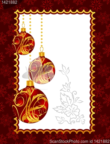 Image of celebration Christmas card with balls