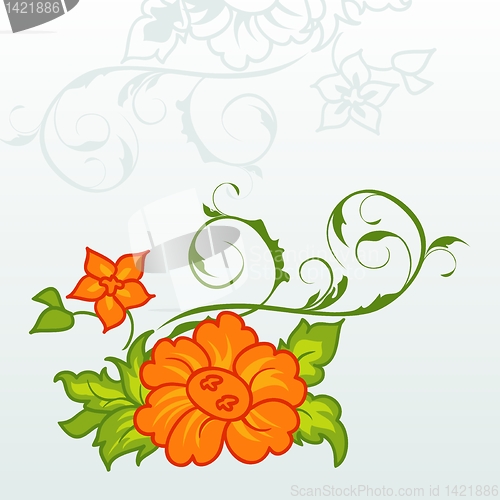 Image of cute orange flowers with ornament