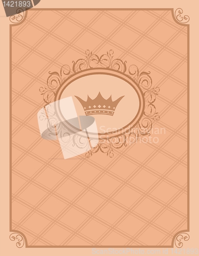 Image of vintage background with floral frame and crown