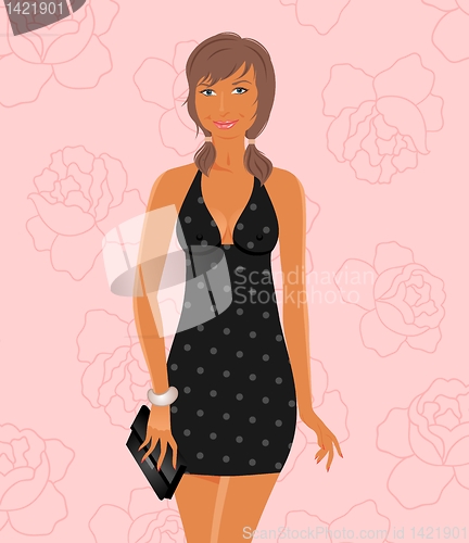 Image of fashion glamor girl in dress