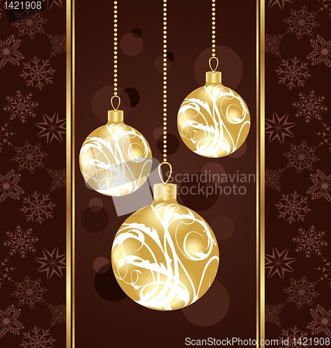 Image of cute Christmas card with gold balls