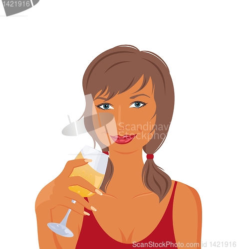 Image of pretty girl with beverage