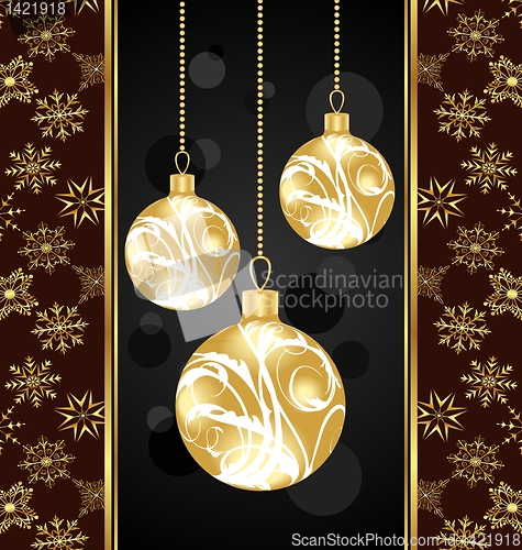 Image of Christmas card with gold balls