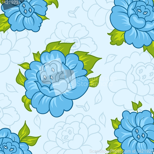 Image of beautiful pattern with blue flowers