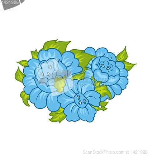 Image of blue flowers isolated on white background