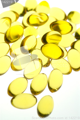 Image of Close up of yellow gel capsules.