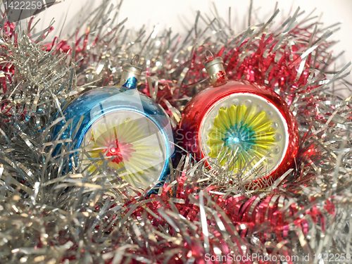 Image of Christmas bauble and tinsel