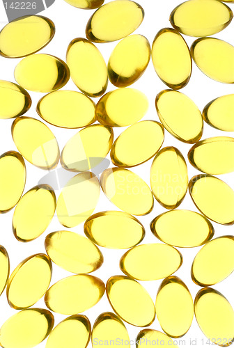 Image of Close up of yellow gel capsules.