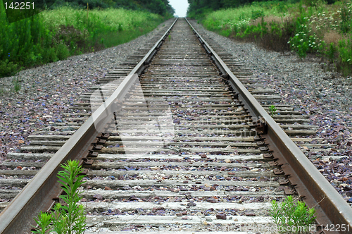 Image of View along deserted railroad tracks