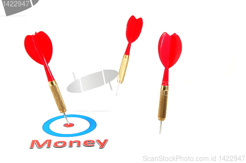 Image of money concept with dart arrow