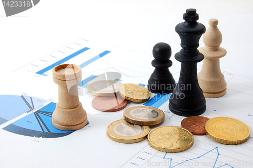 Image of chess man over business chart