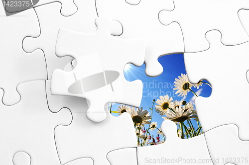 Image of puzzle and flower