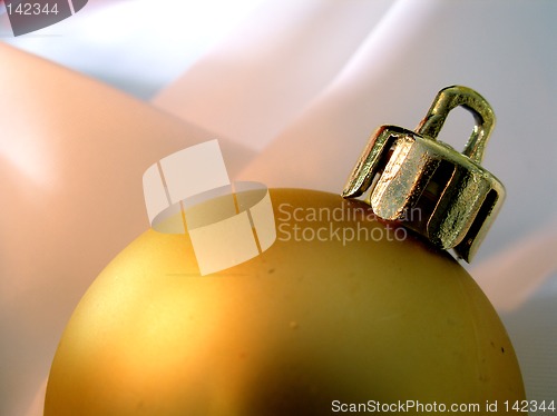 Image of Christmas golden ball close-up