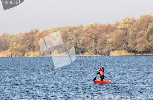 Image of Sportsman in a red canoe