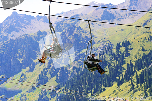 Image of cable  car on mountain