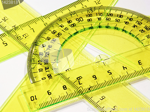 Image of set of measurement instrument- protractor, ruler