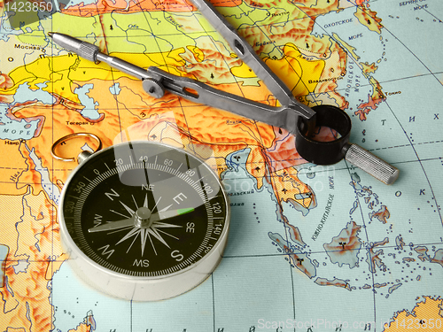Image of compass and map