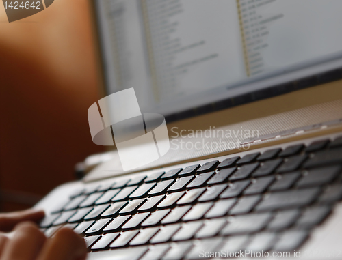 Image of Young woman working on laptop