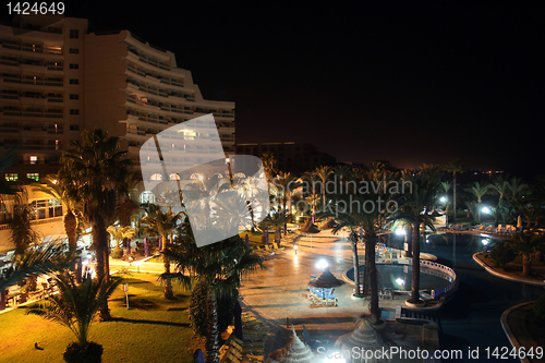 Image of Hotel pool at night