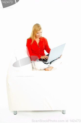 Image of Women with laptop on couch