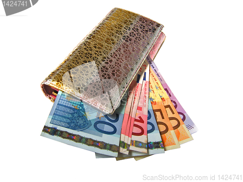 Image of purse  wallet with currency euro