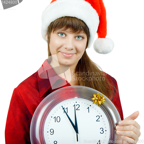Image of Santa girl with the clock