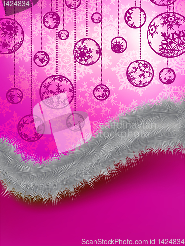 Image of Christmas Card with baubles. EPS 8