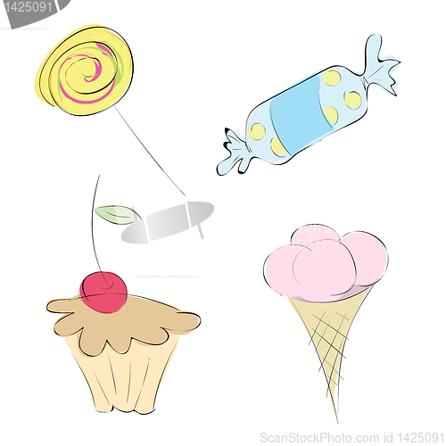Image of sweets. stylized drawings