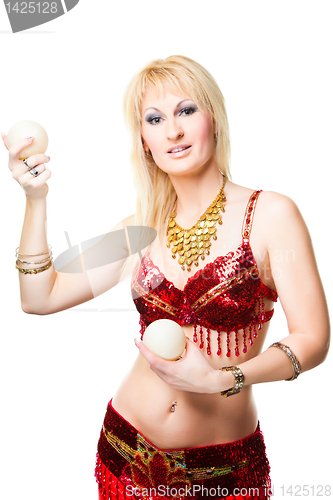 Image of blonde woman bellydancer