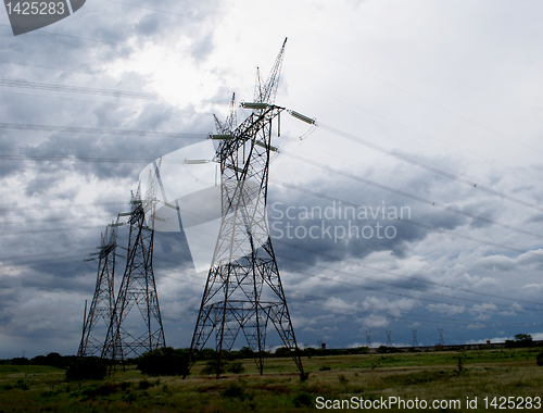 Image of Electrical tower in the biggest hydroelectric plant of the world