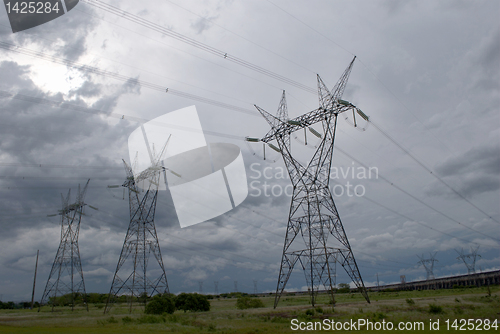 Image of Electrical tower in the biggest hydroelectric plant of the world