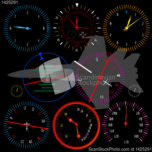 Image of Modern airplane dashboard