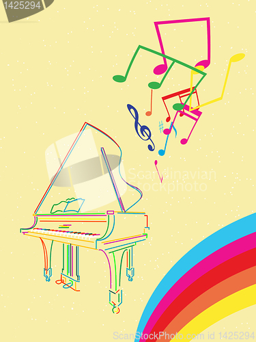 Image of Grand piano with musical notes