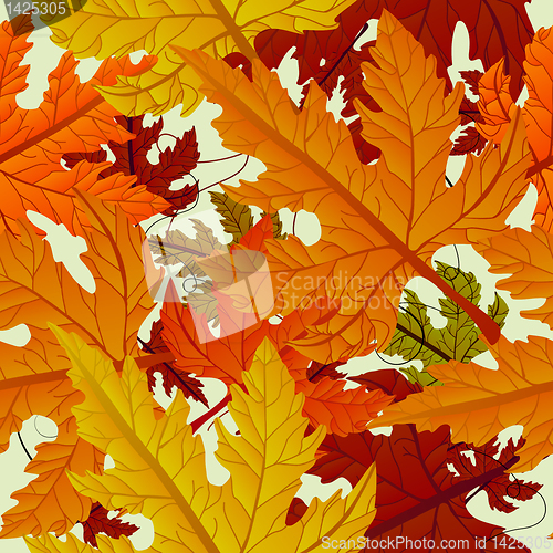 Image of Autumn background, seamless tile with maple leaves