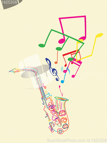 Image of Saxophone with musical notes