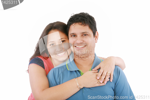 Image of Portrait of a beautiful young happy smiling couple - isolated 